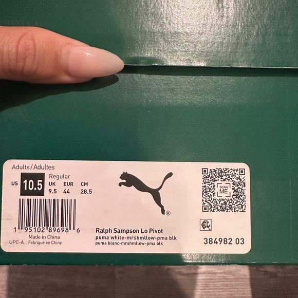 Puma Ralph Sampson Lo Pivot in White Marshmallow Black - Picture 7 of 8